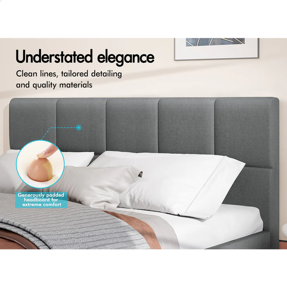 Adelaide Upholstered Bed Frame Grey - Image 3