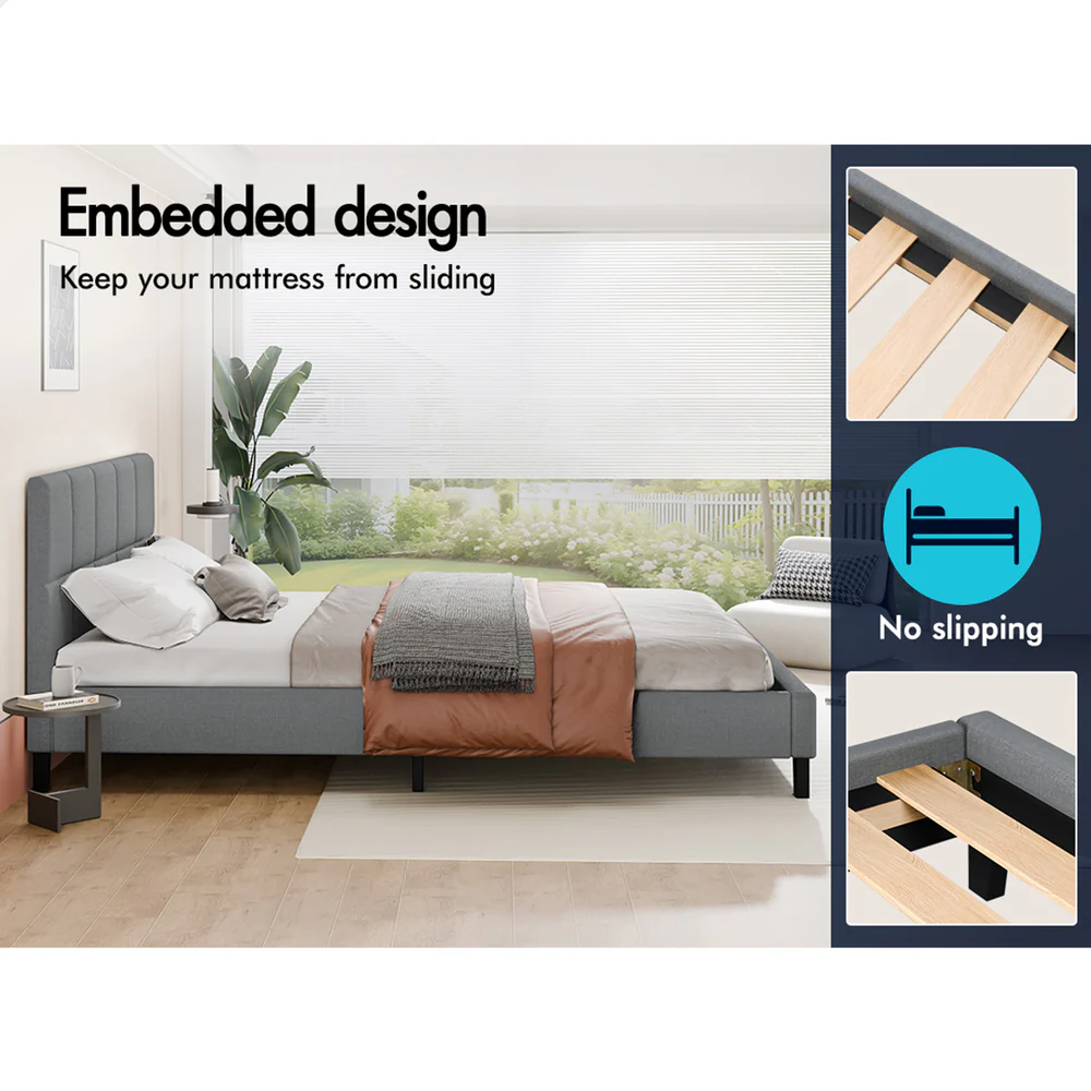 Adelaide Upholstered Bed Frame Grey - Image 4