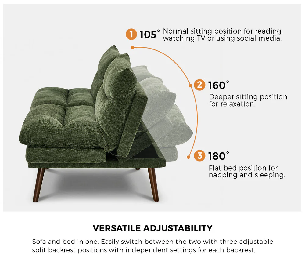 Allora 3 Seater Sofa Bed Green - Image 9