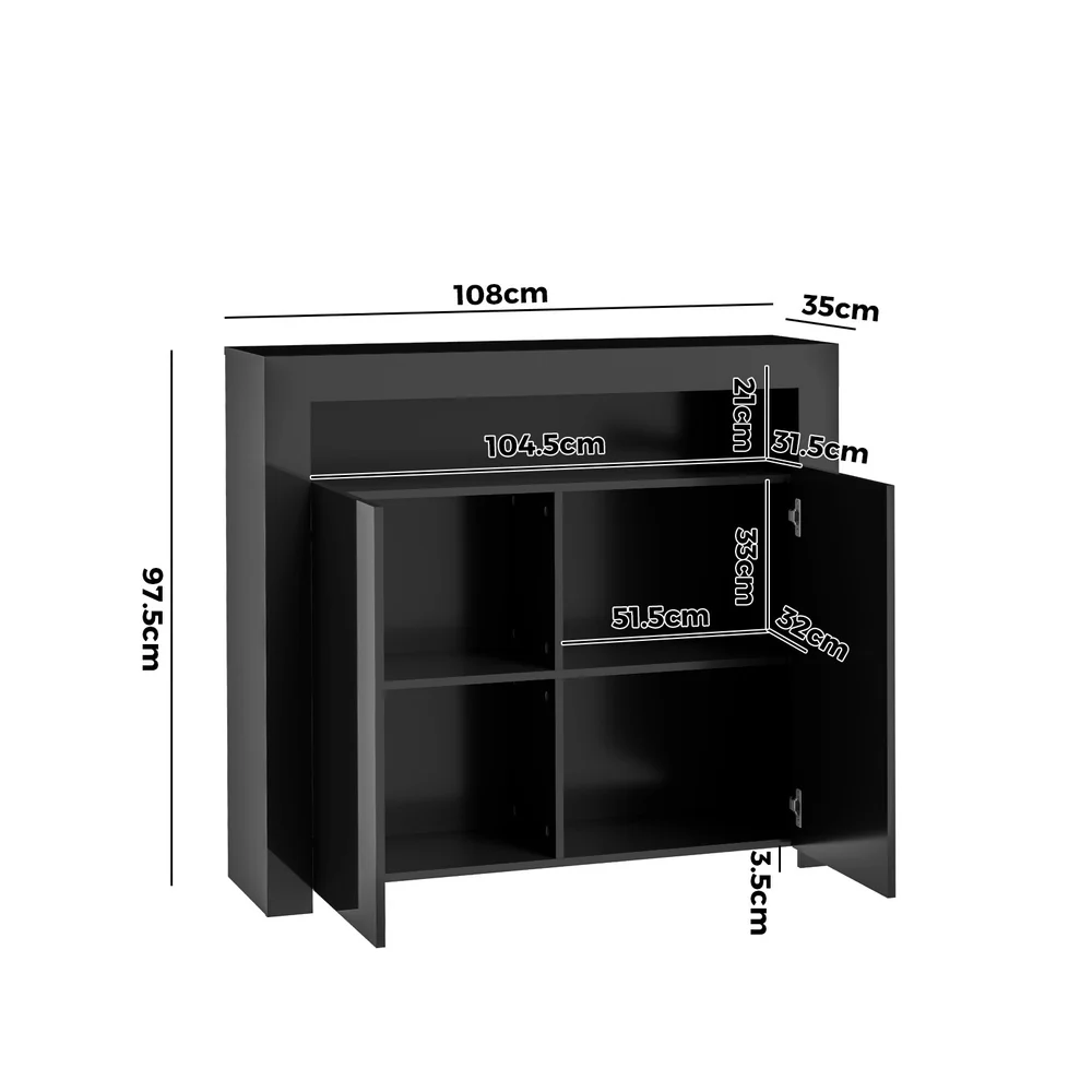Arslan LED Sideboard Buffet Black - Image 4