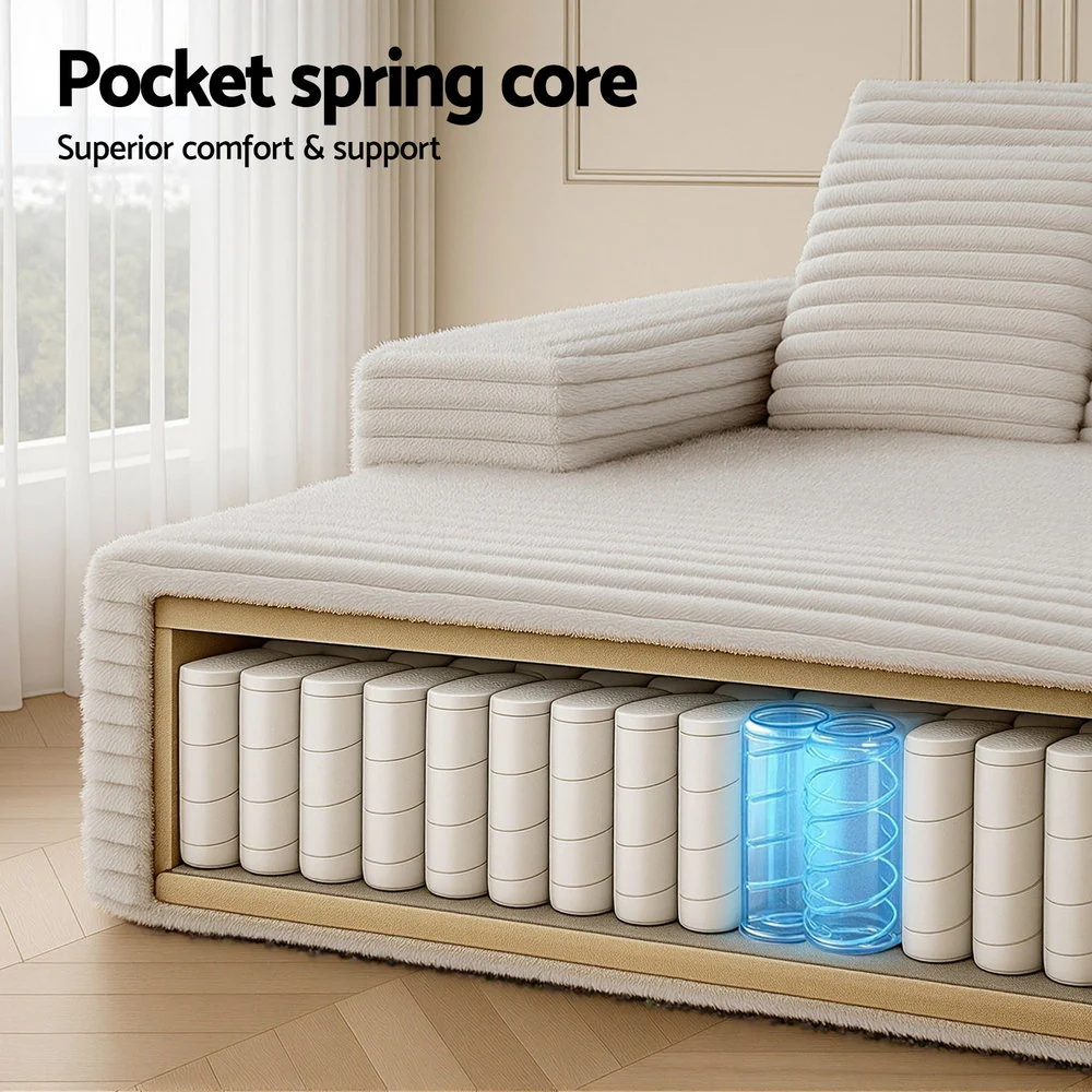 Aveline 2-Seater Sofa Bed Beige - Image 7