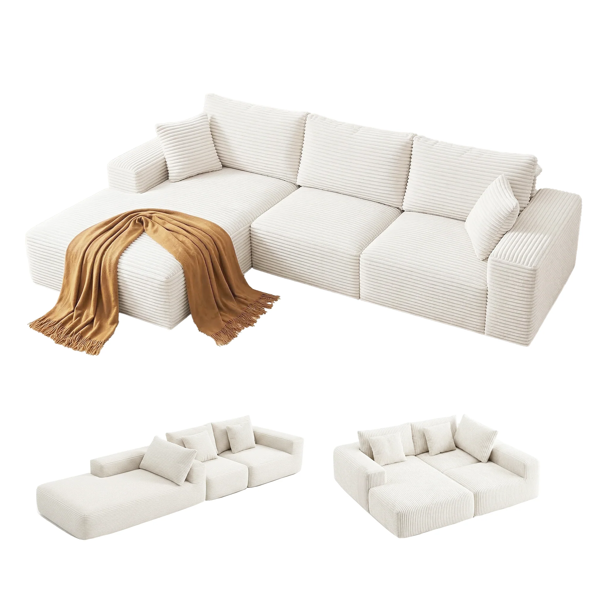 Bellario 3-seater Sofa Bed White - Image 10