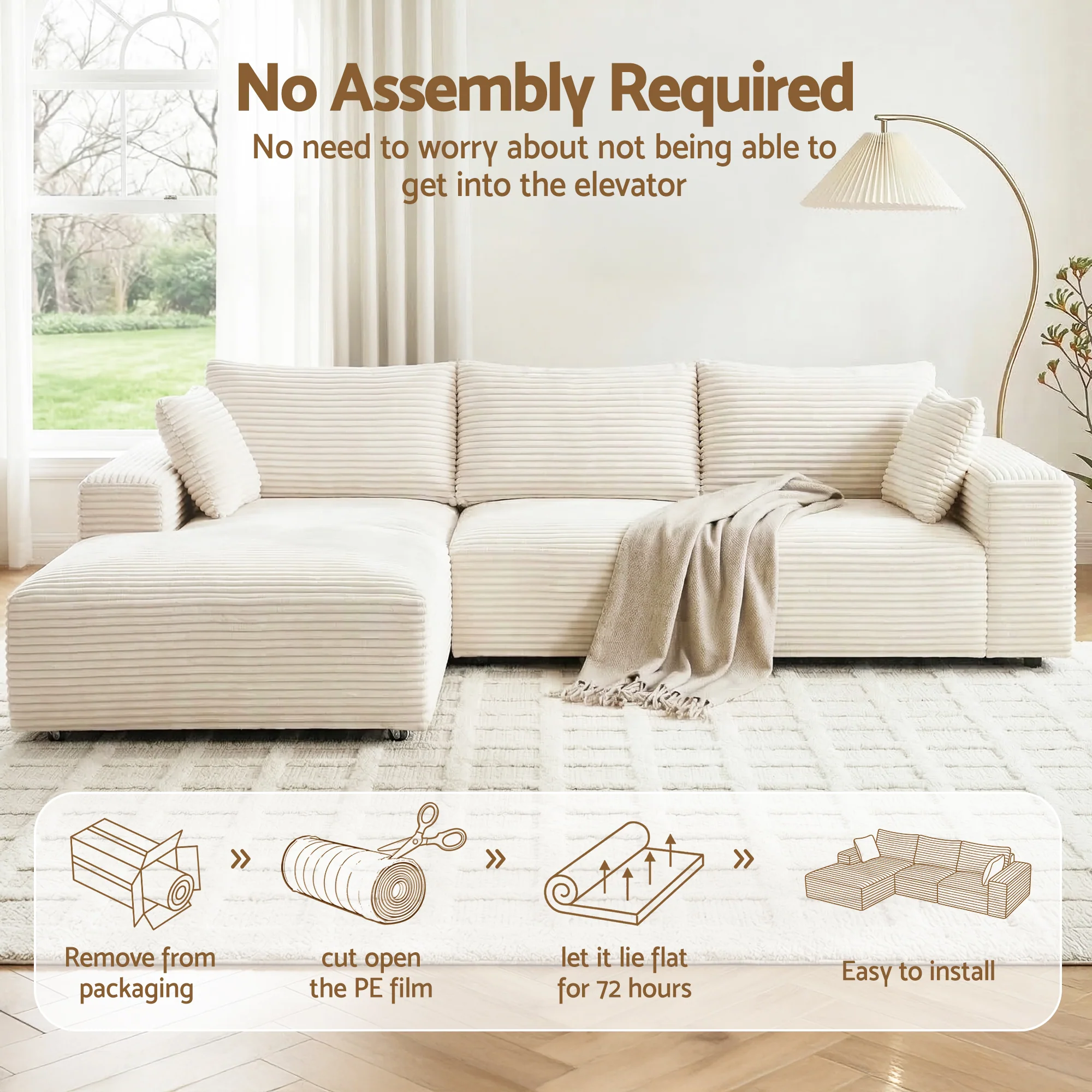 Bellario 3-seater Sofa Bed White - Image 4