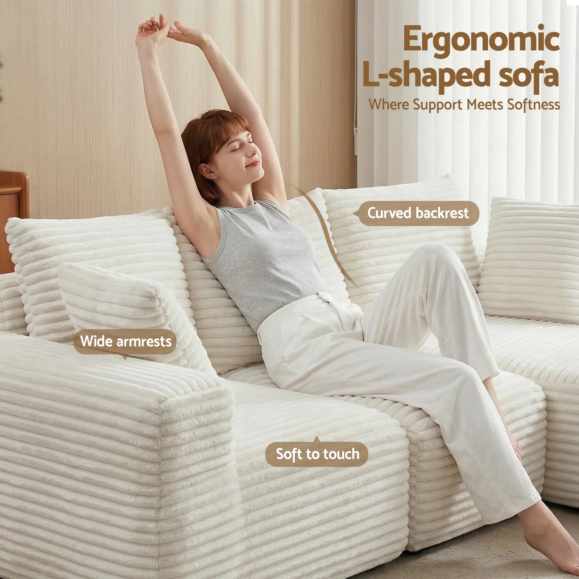 Bellario 3-seater Sofa Bed White - Image 6