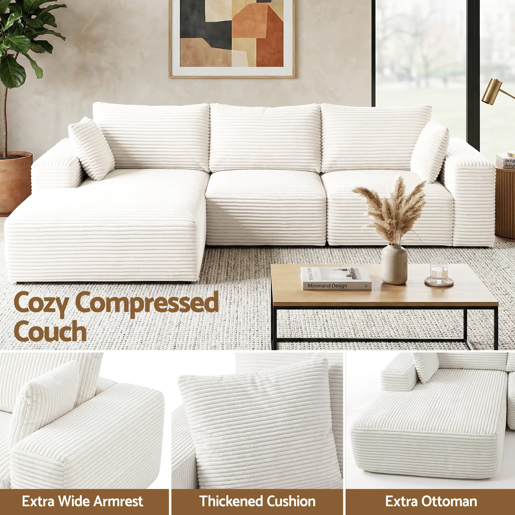 Bellario 3-seater Sofa Bed White - Image 8