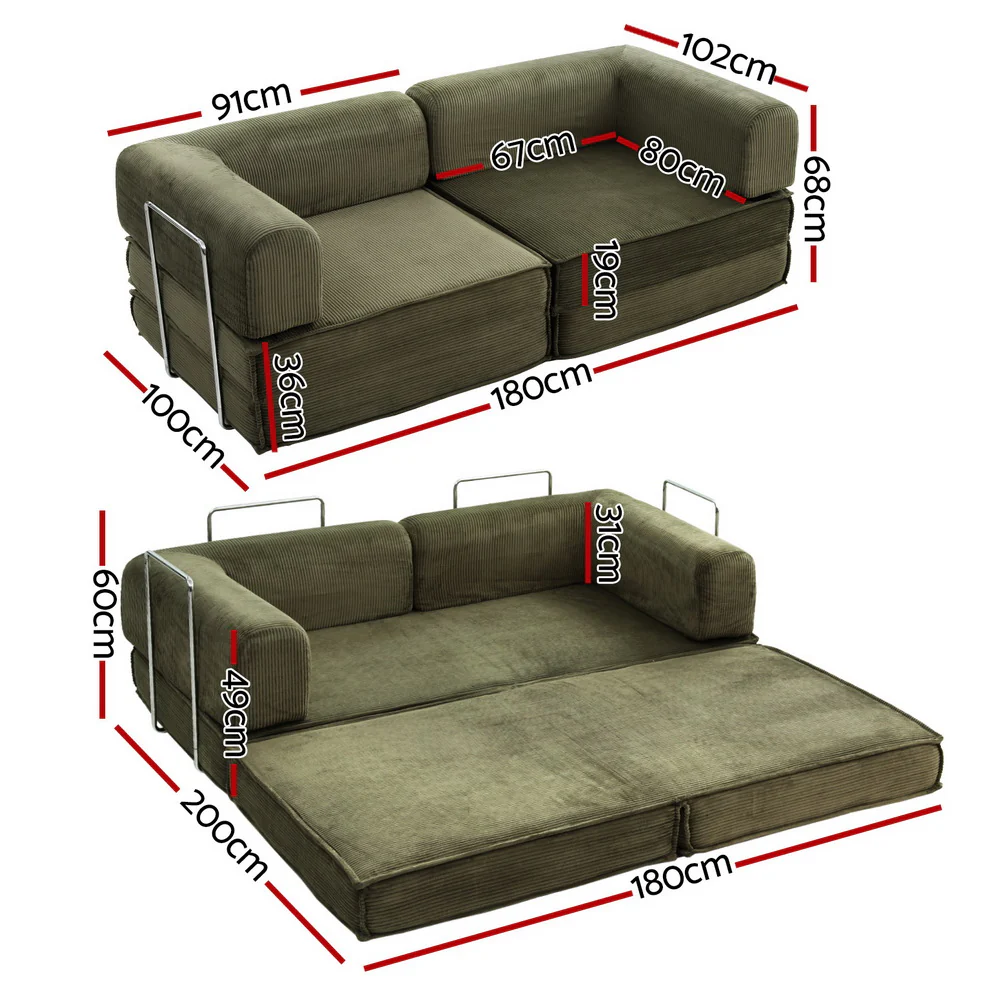 Calder 2-Seater Sofa Bed Green - Image 4