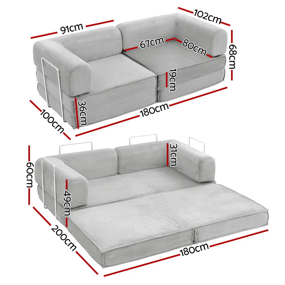 Calder 2-Seater Sofa Bed Grey - Image 4