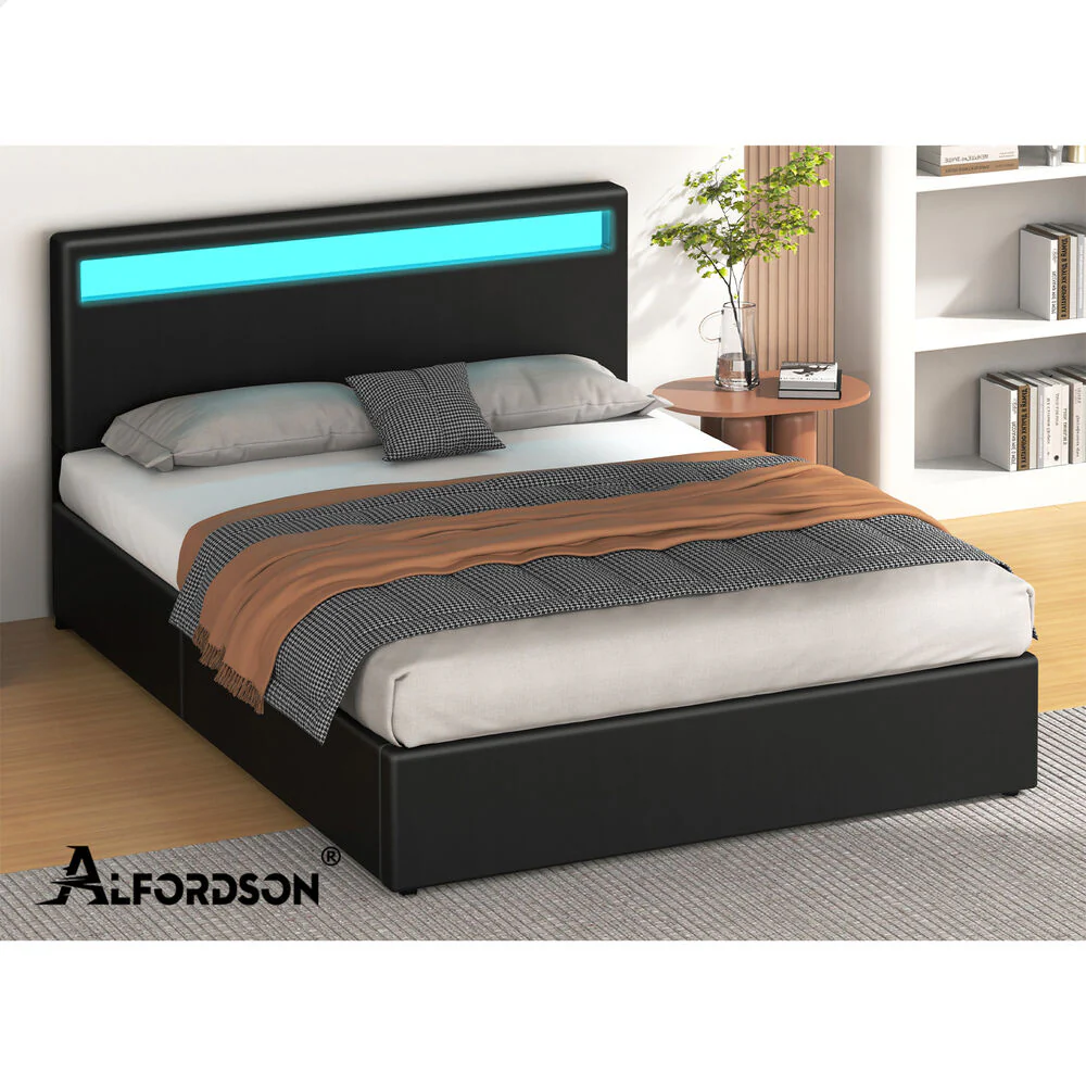 Caledon PU Leather Gas Lift Bed Black - Image 10