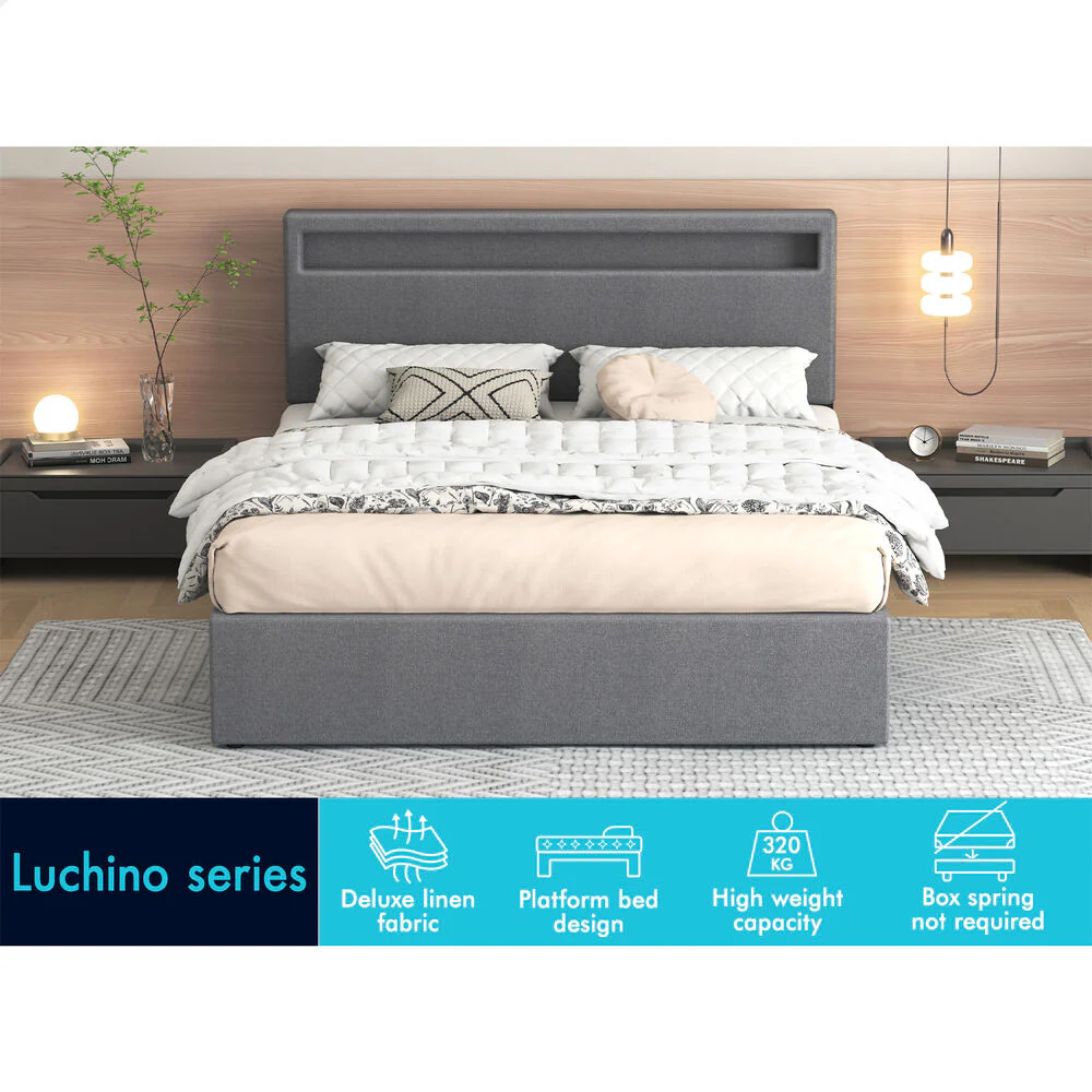 Caledon Upholstered Gas Lift Bed Grey - Image 2