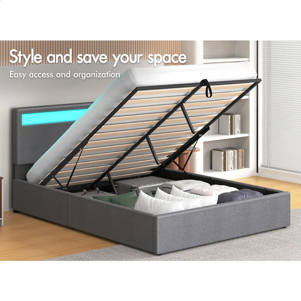 Caledon Upholstered Gas Lift Bed Grey - Image 3