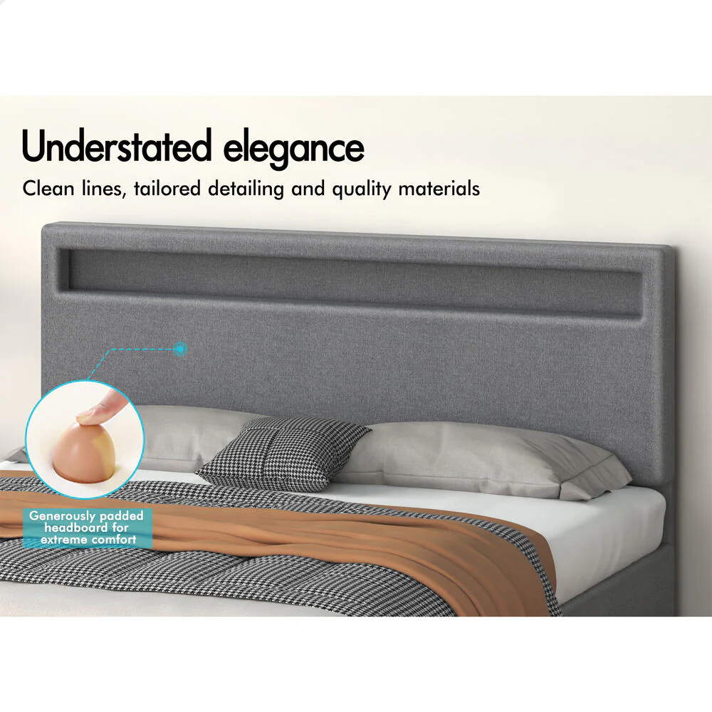 Caledon Upholstered Gas Lift Bed Grey - Image 5