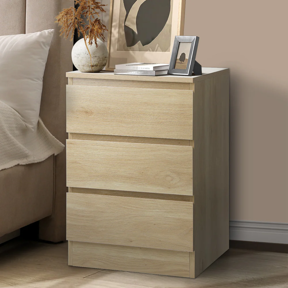 Carolla 3 Drawer Bedside Table - Image 3