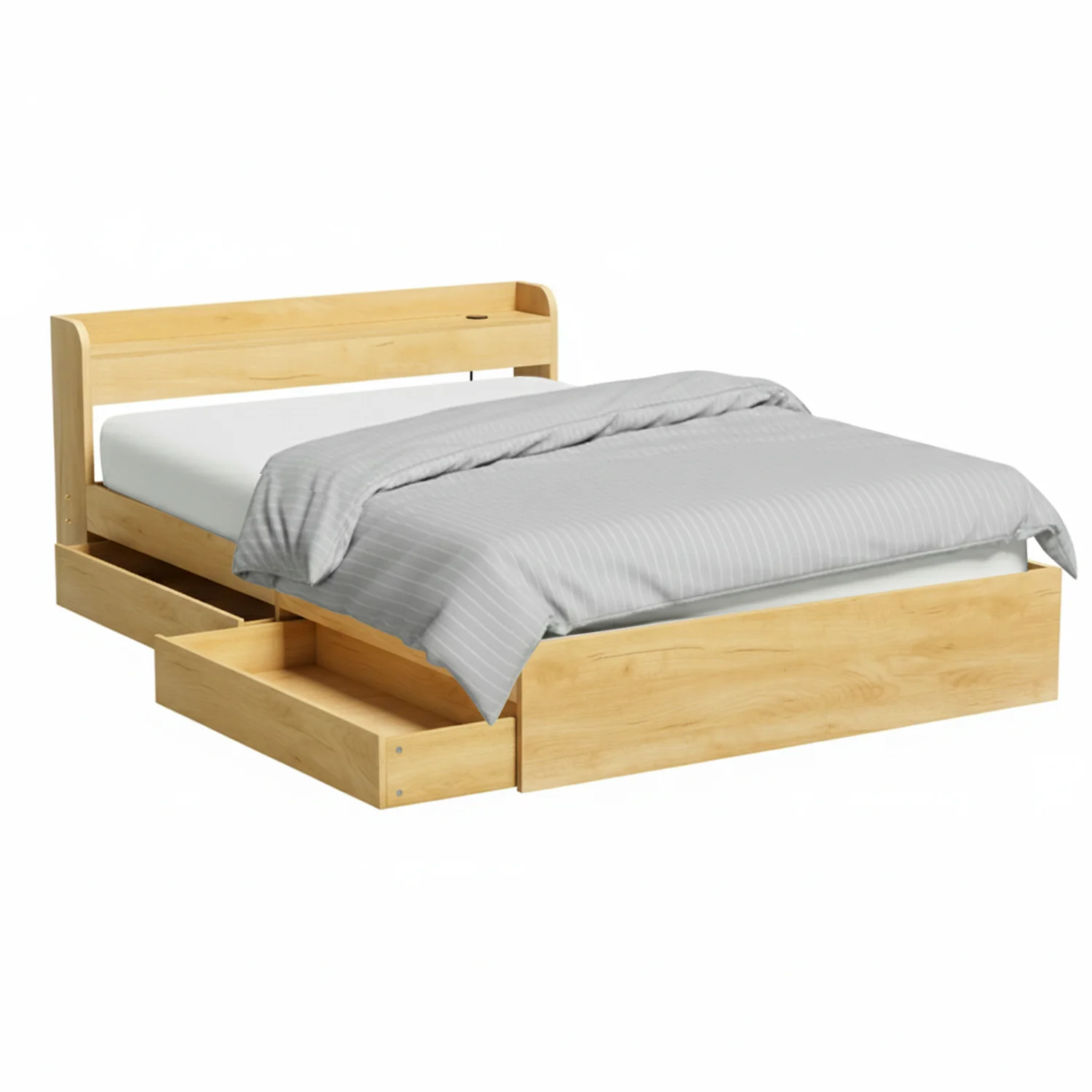 Cassandra 2 Drawer Queen Bed Frame Oak - Image 2