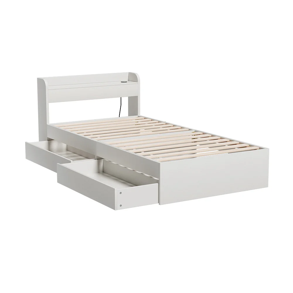 Cassandra 2 Drawer Single Bed Frame White - Image 4