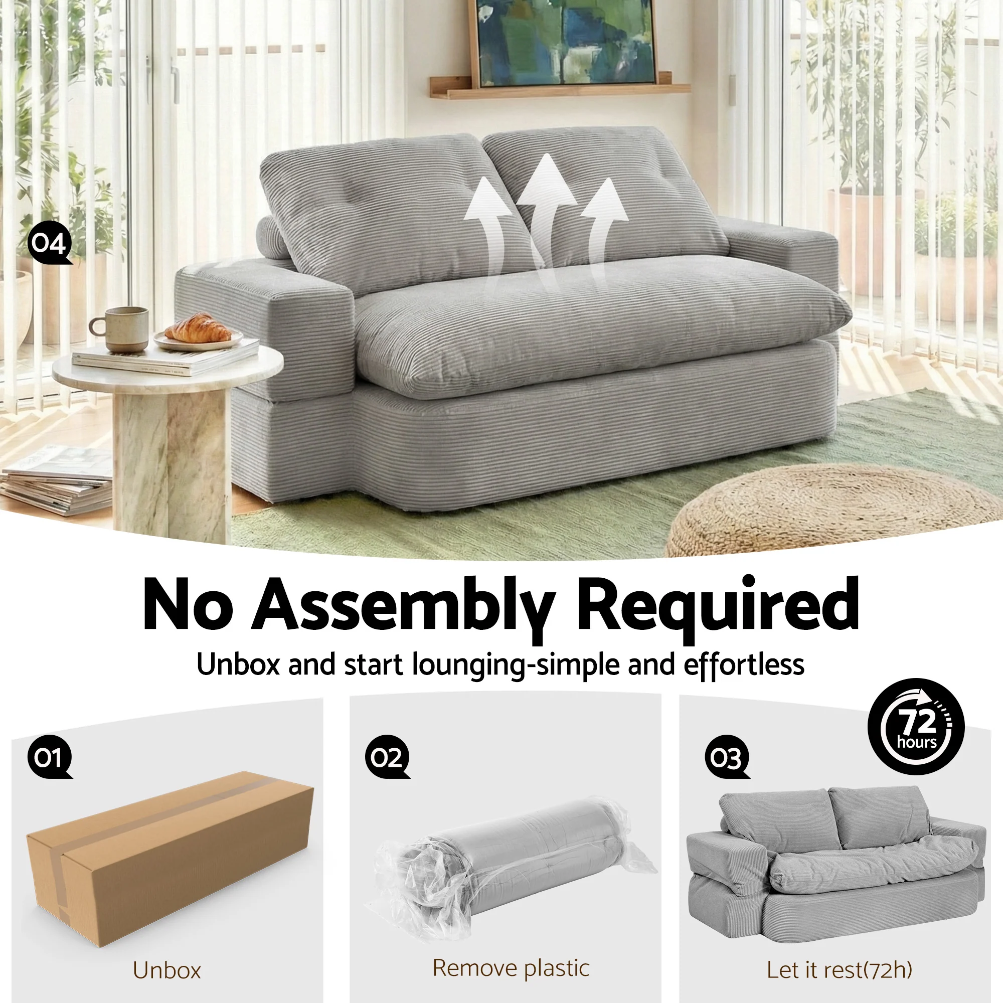 Cove 2-Seater Sofa Bed Grey - Image 4