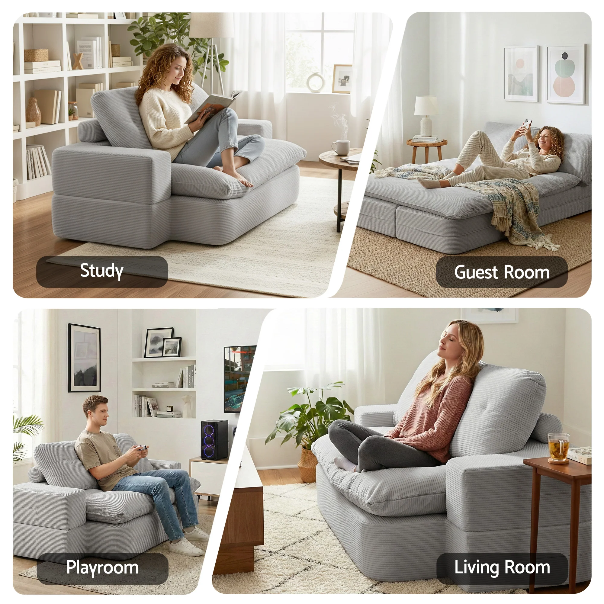 Cove 2-Seater Sofa Bed Grey - Image 9