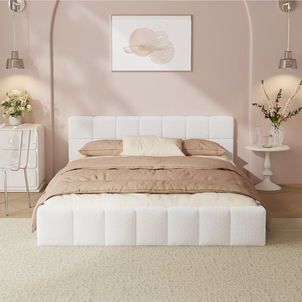 Ellie May Boucle Bed Frame White