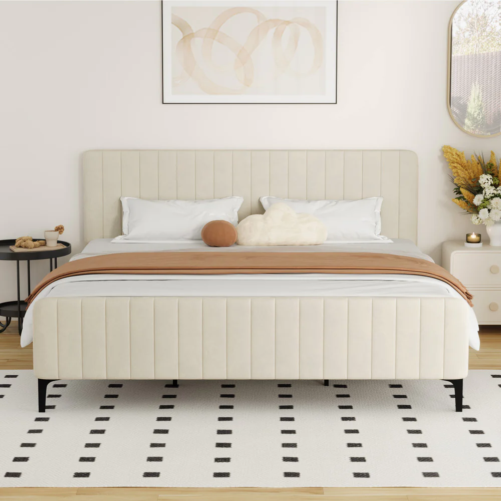 Emily Beige Bed - King - Image 7