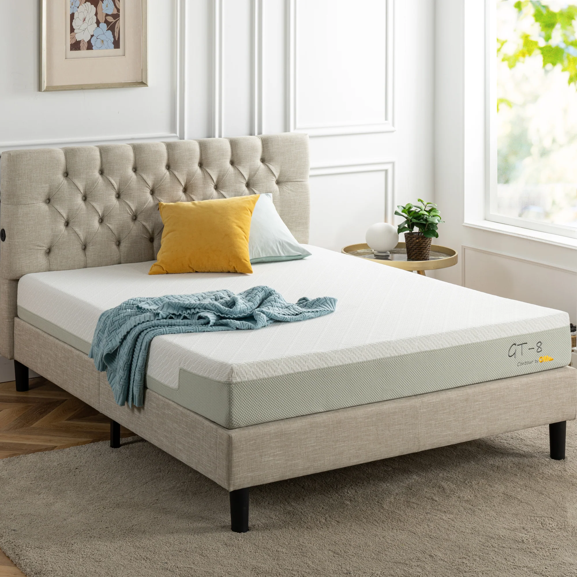 Essentials Tufted Queen Bed Frame with USB - Image 4