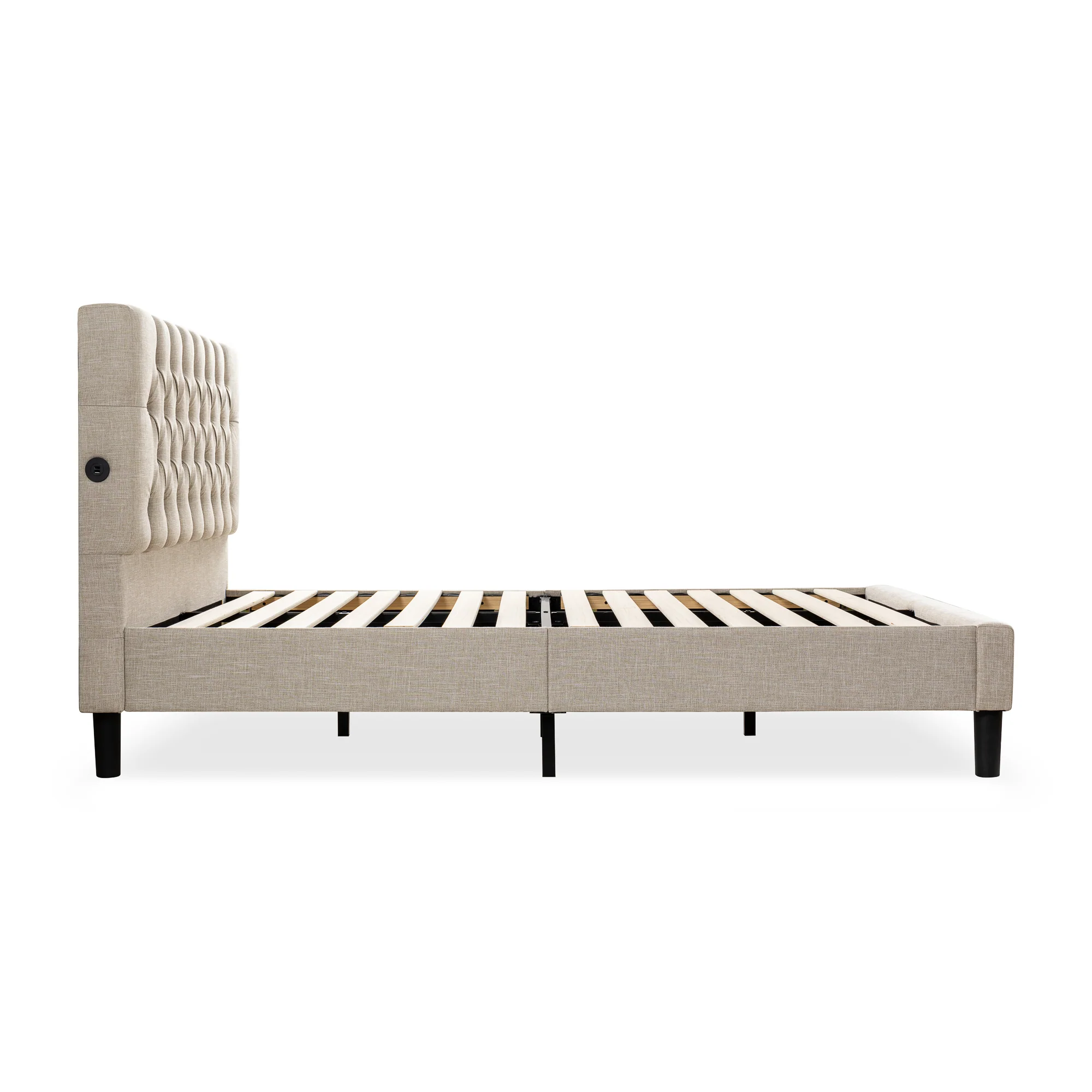 Essentials Tufted Queen Bed Frame with USB - Image 9