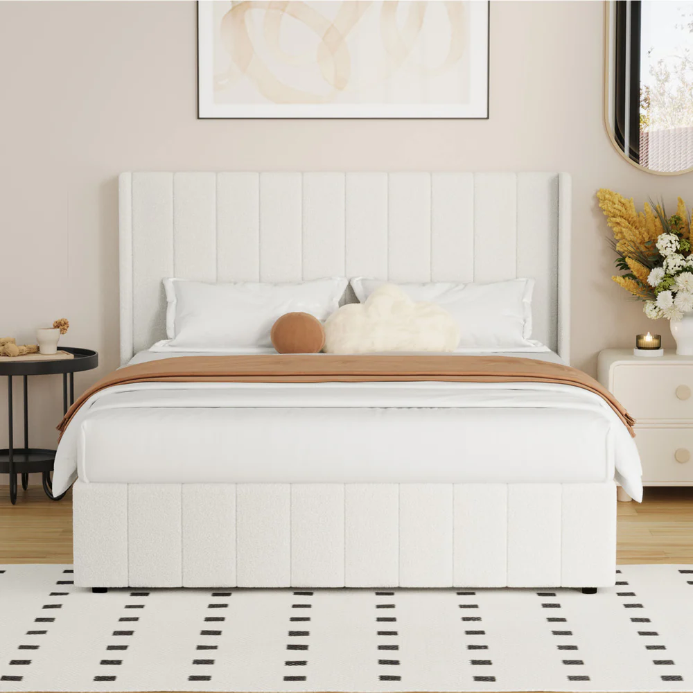 Gabrielle Boucle Gas Lift Storage Bed - Double - Image 9