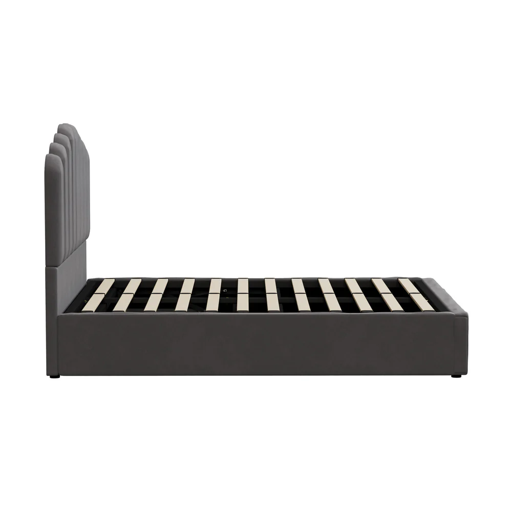 Grey Ellora Velvet Gas Lift Bed - Double - Image 4