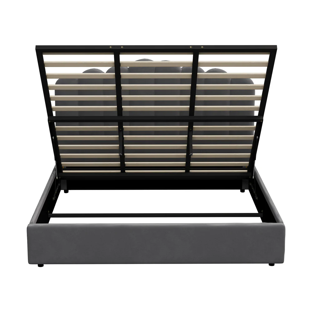 Grey Ellora Velvet Gas Lift Bed - King - Image 4