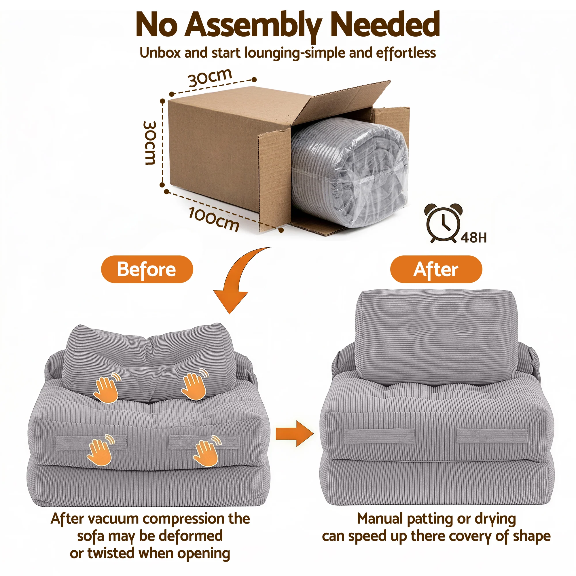 Harlem 1-Seater Sofa Bed Grey - Image 5
