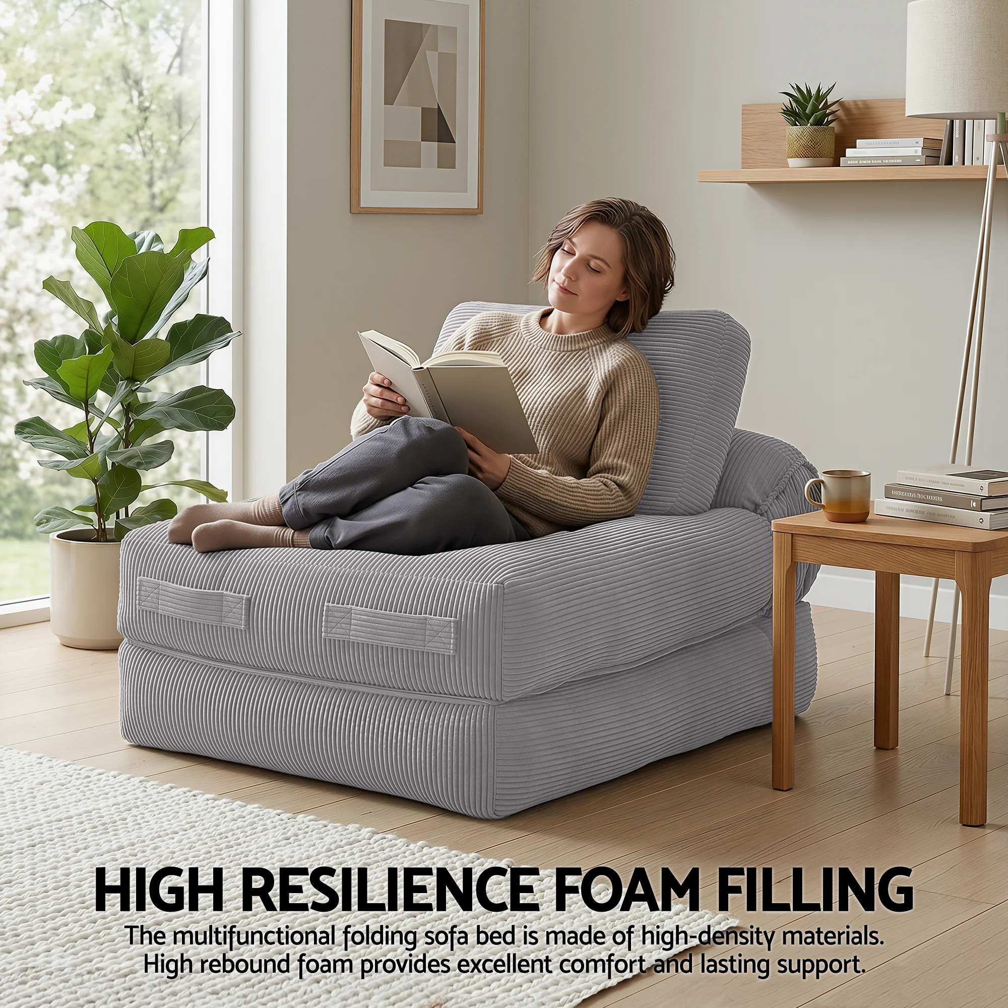 Harlem 1-Seater Sofa Bed Grey - Image 6