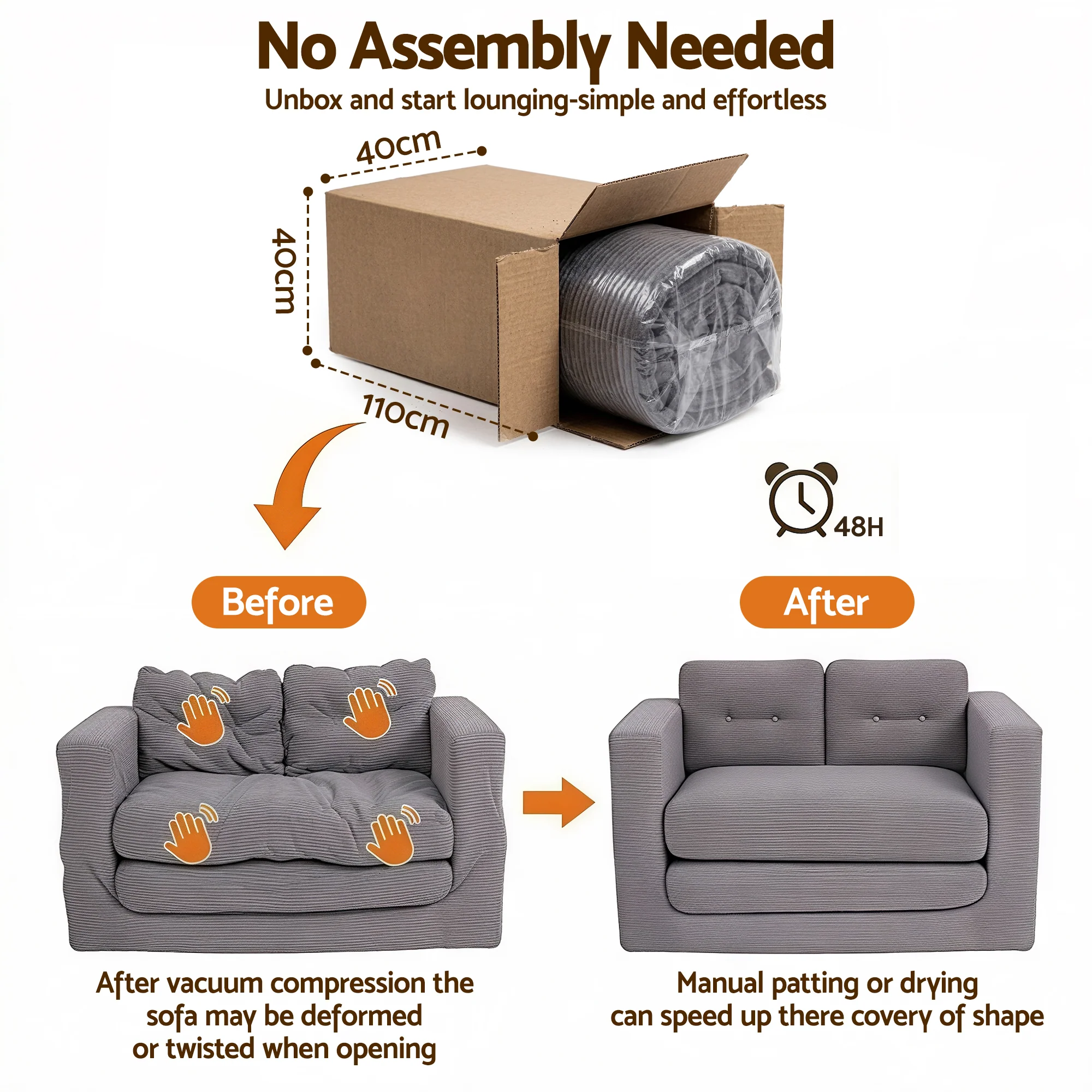 Harlem 2-Seater Sofa Bed Grey - Image 4