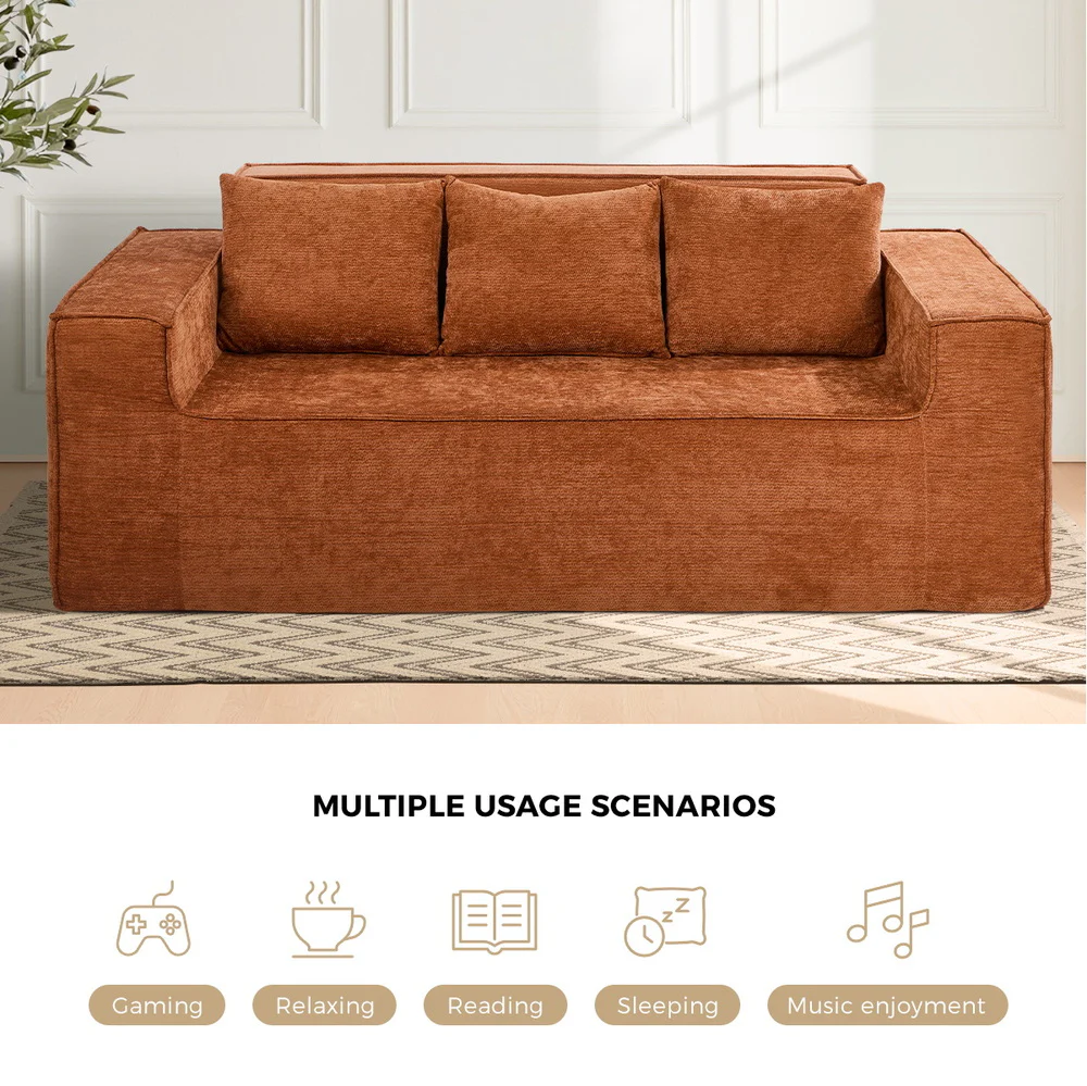 Harold 3 Seater Compressed Sofa Brown - Image 3
