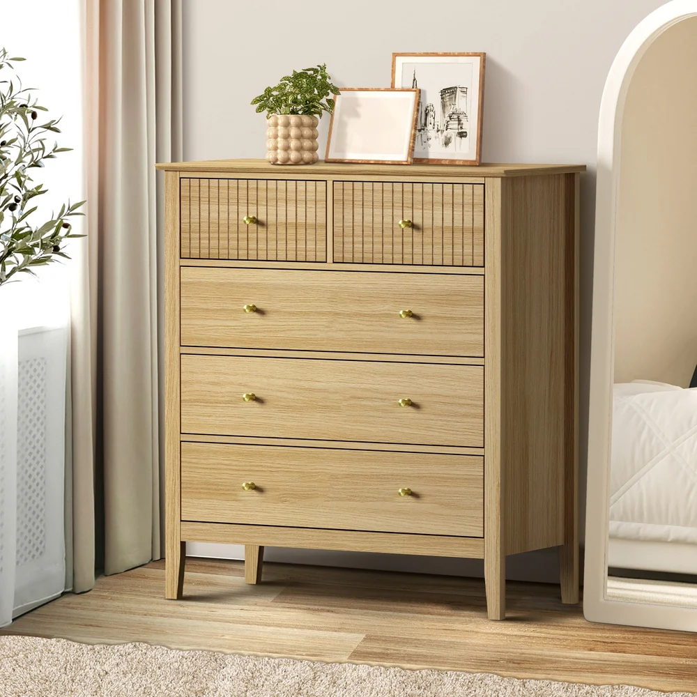 Hilda 5 Drawer Wide Tallboy Natural - Image 2