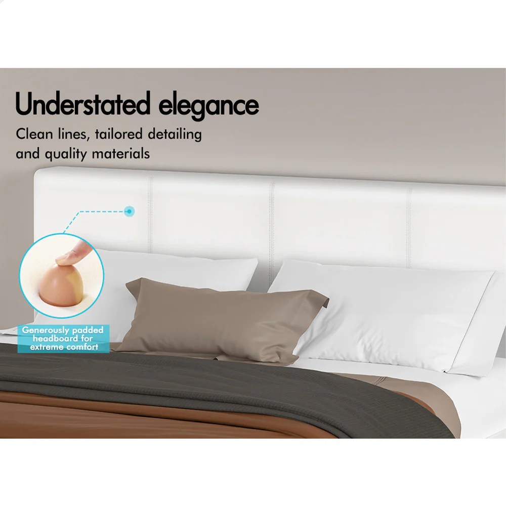 Houston Faux Leather Gas Lift Bed White - Image 5