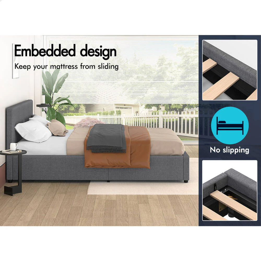 Houston Upholstered Gas Lift Bed Grey - Image 4