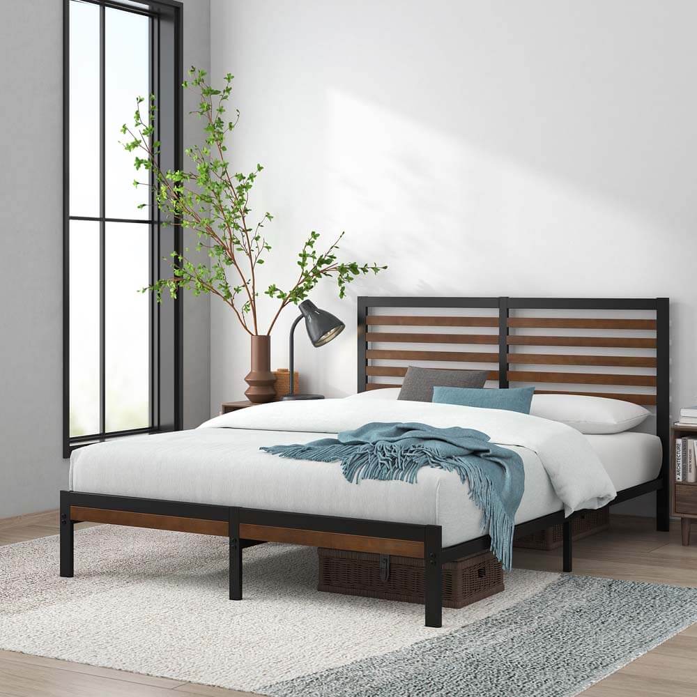 Kai Bamboo Wood and Metal Bed Frame Black Single - Image 3