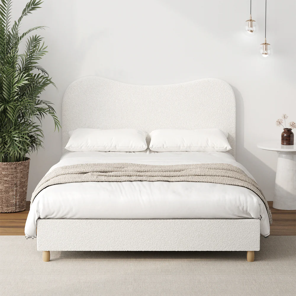 Lila Boucle Cloud Headboard Bed - Double - Image 7