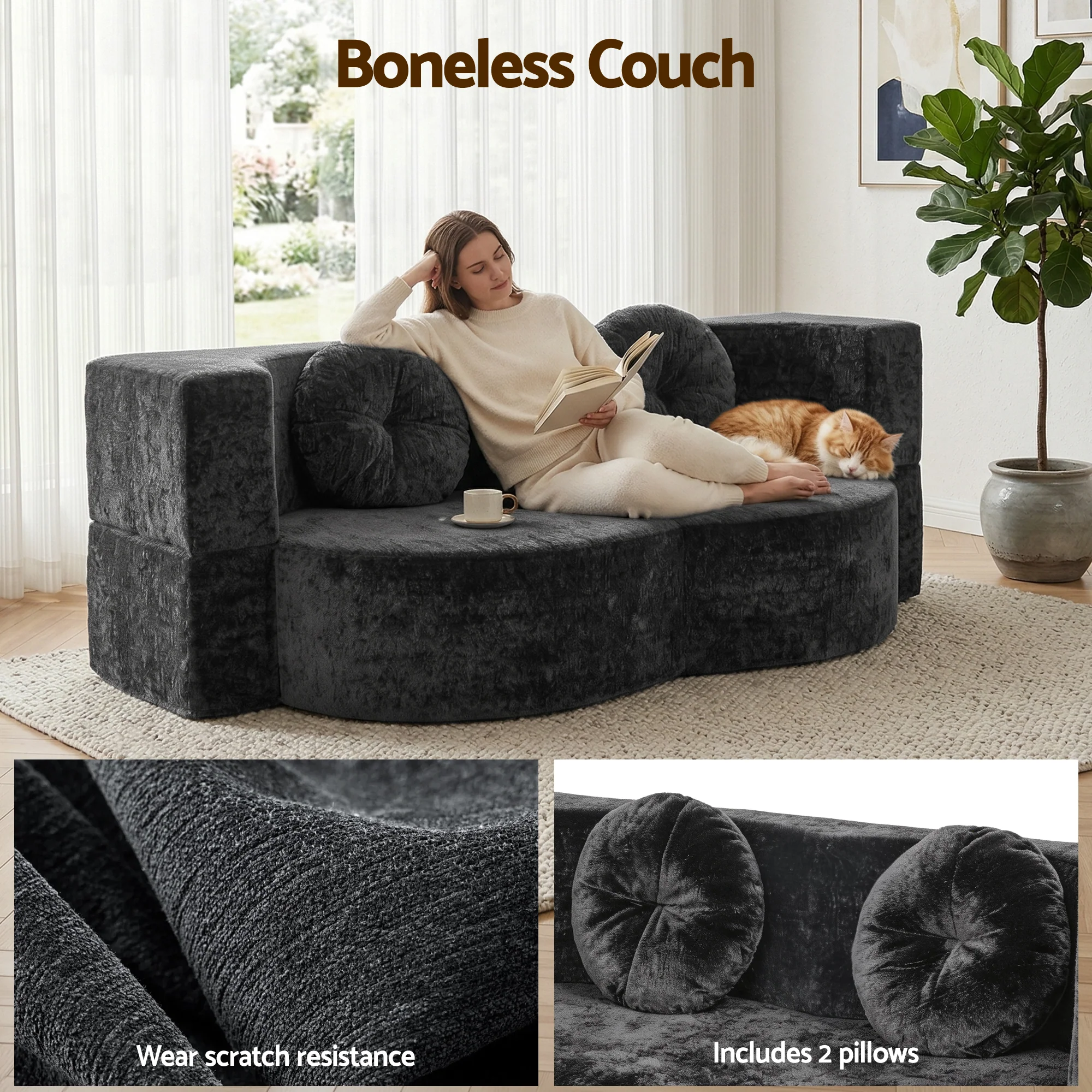 Luca 2-Seater Sofa Bed Grey - Image 6