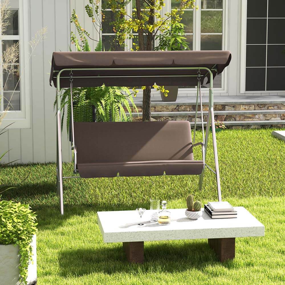 Outdoor Steel Swing Chair -  Coffee - Image 4