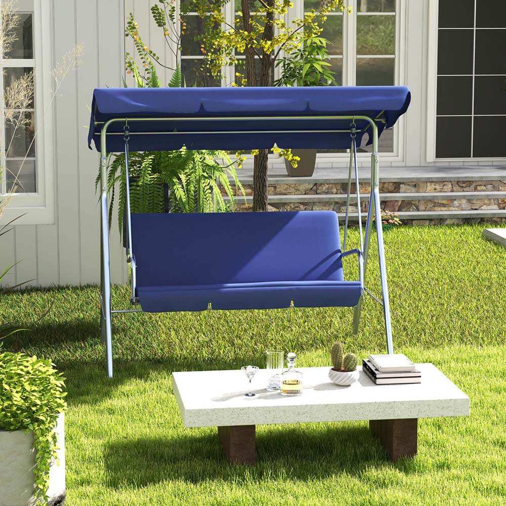 Outdoor Steel Swing Chair - Dark Blue - Image 3