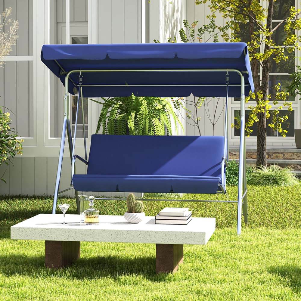 Outdoor Steel Swing Chair - Dark Blue - Image 4