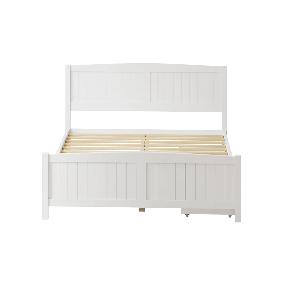 Nala Bed Frame with Trundle Drawers White - Image 4