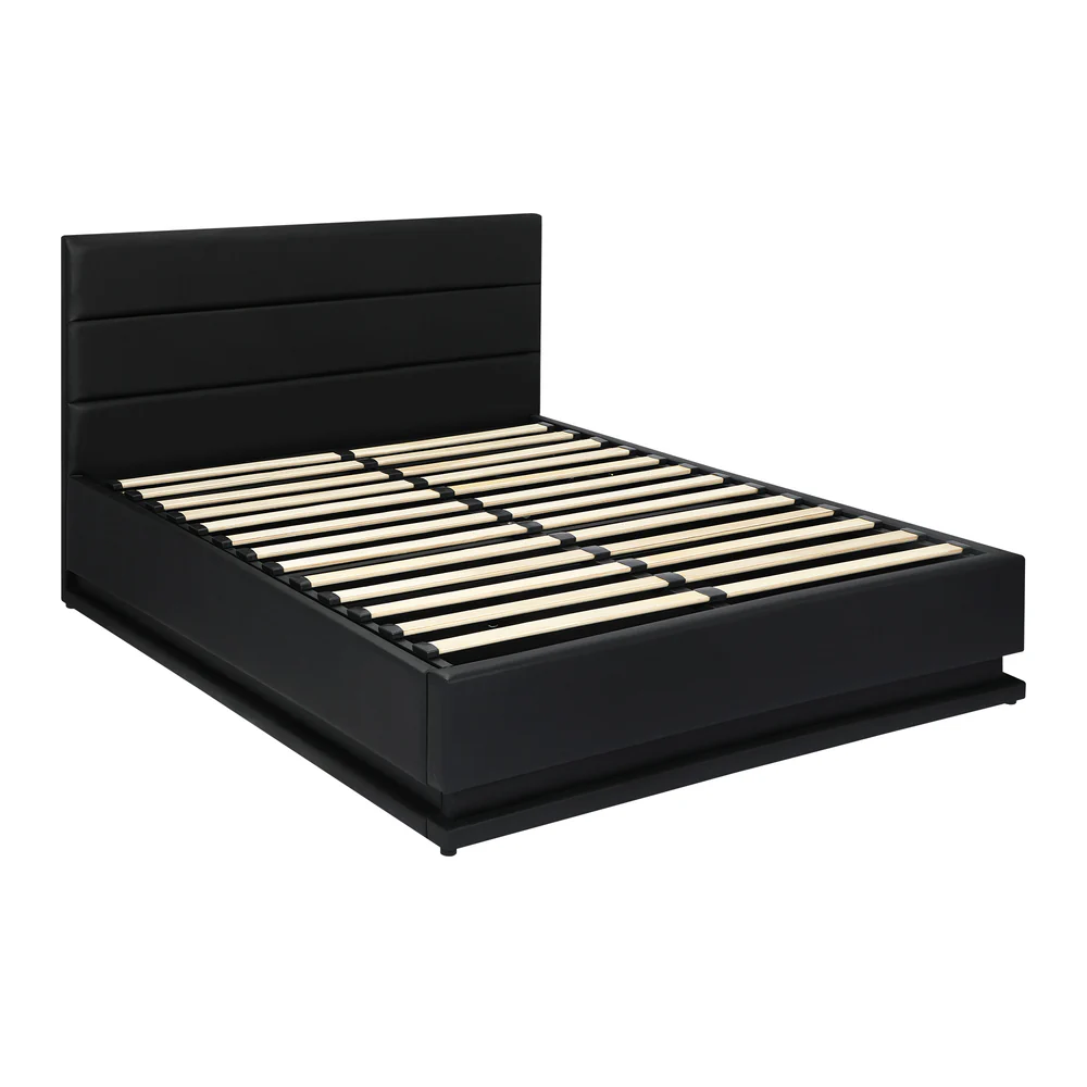 Nate Faux Leather Gas Lift Bed with LED - Queen - Image 2