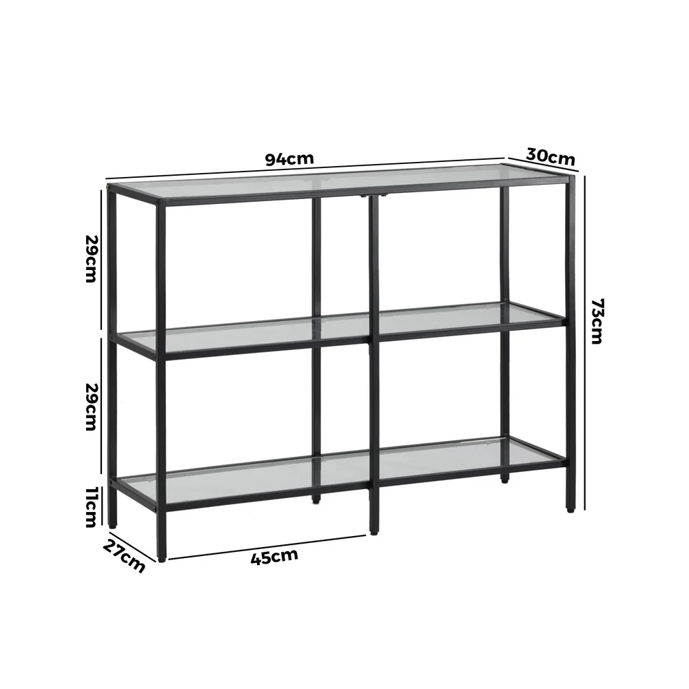 Nova 3 Shelves Console Table Black - Image 5
