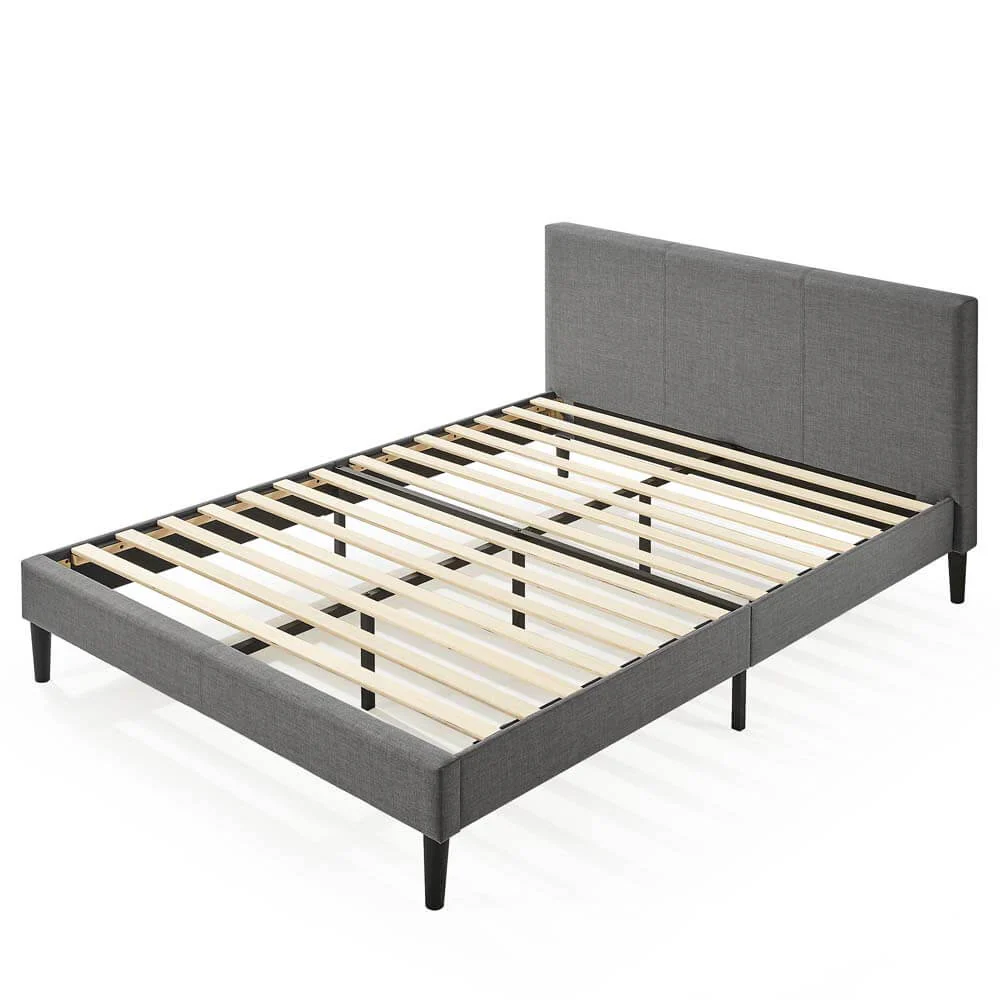 Olivia 30cm Upholstered Double Bed Frame Dark Grey - Image 3