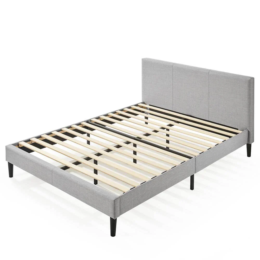 Olivia 30cm Upholstered Double Bed Frame Light Grey - Image 3