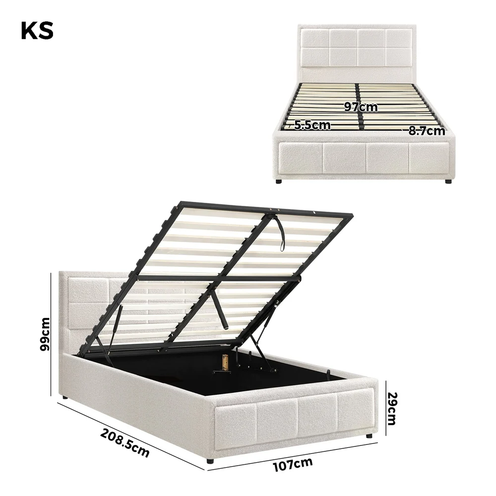 Reese Boucle Gas Lift Storage Bed - King Single - Image 9