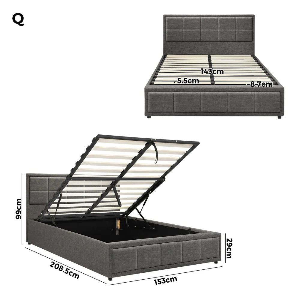 Reese Upholstered Gas Lift Bed - Queen - Image 9