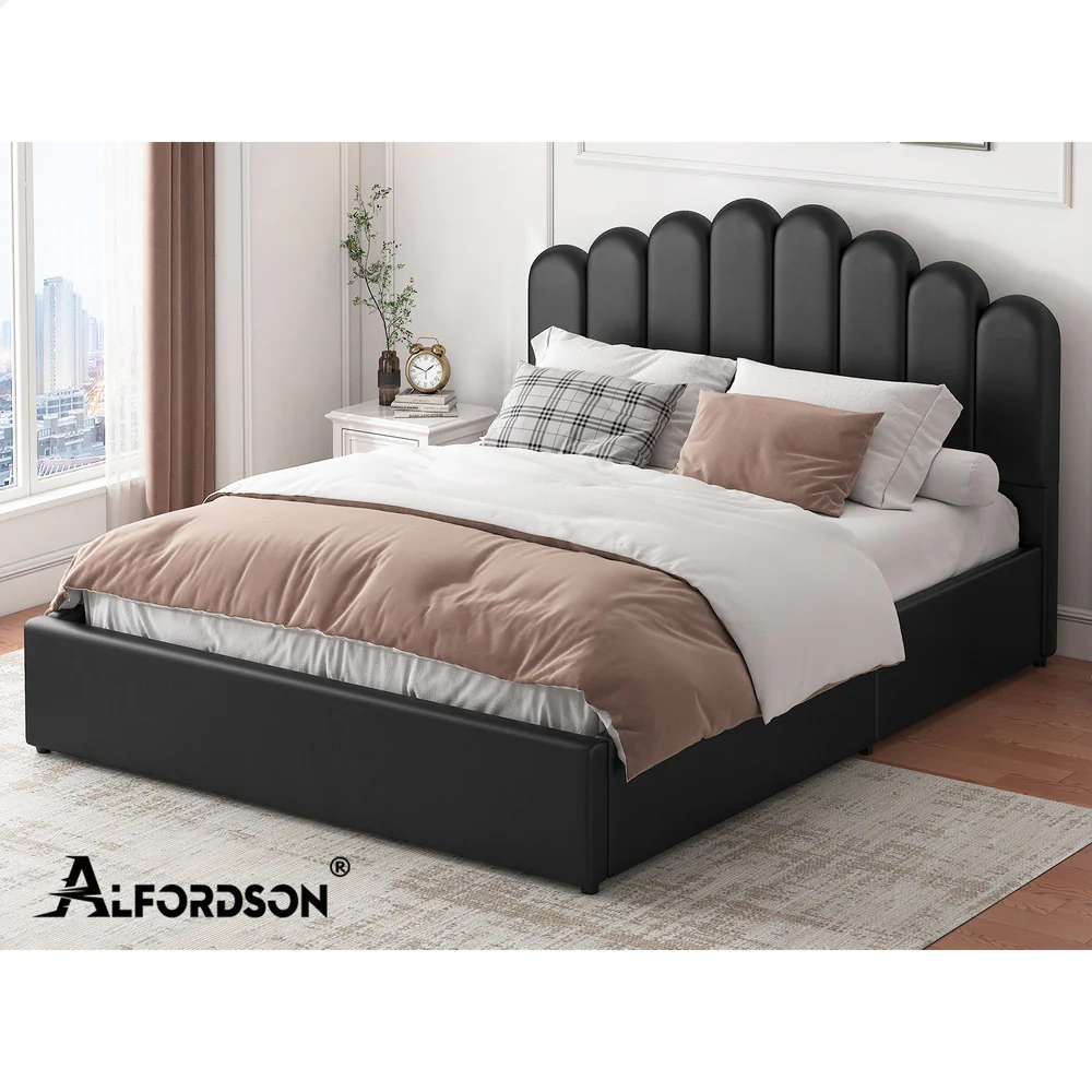 Roswell Faux Leather Gas Lift Bed Black - Image 11