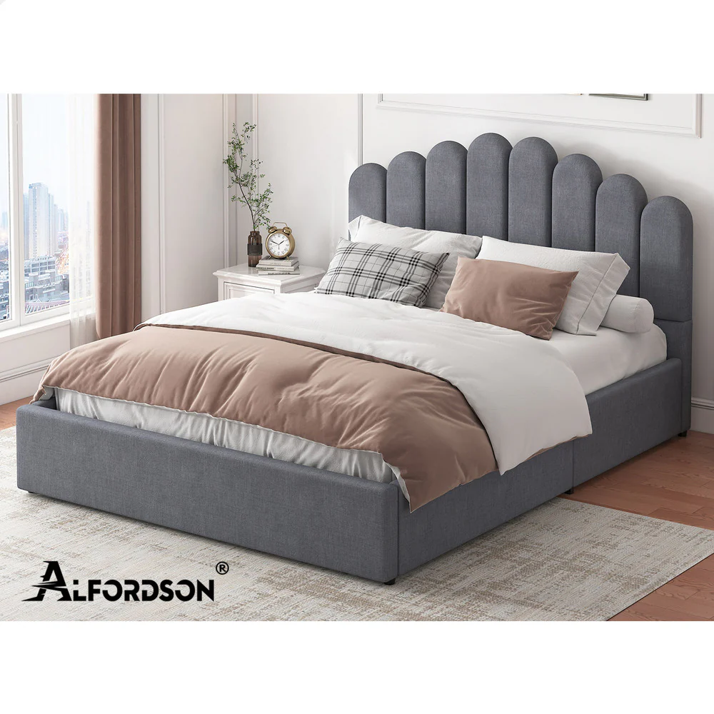 Roswell Upholstered Gas Lift Bed Grey - Image 11