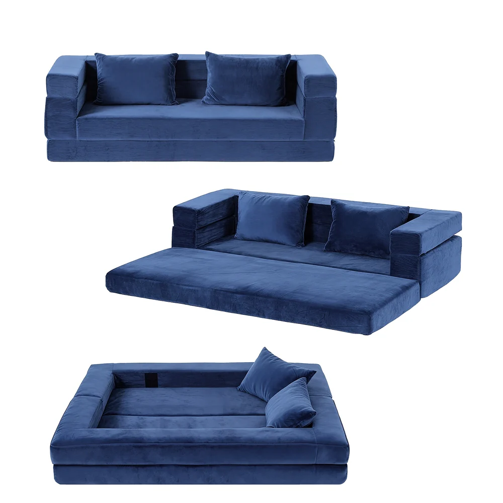 Serrano Double Sofa Bed Blue - Image 4